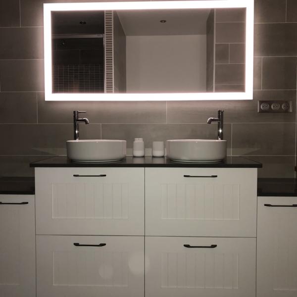 Meuble salle de bain chene laque blanc